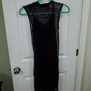 Black mini dress w/longer mesh overdress